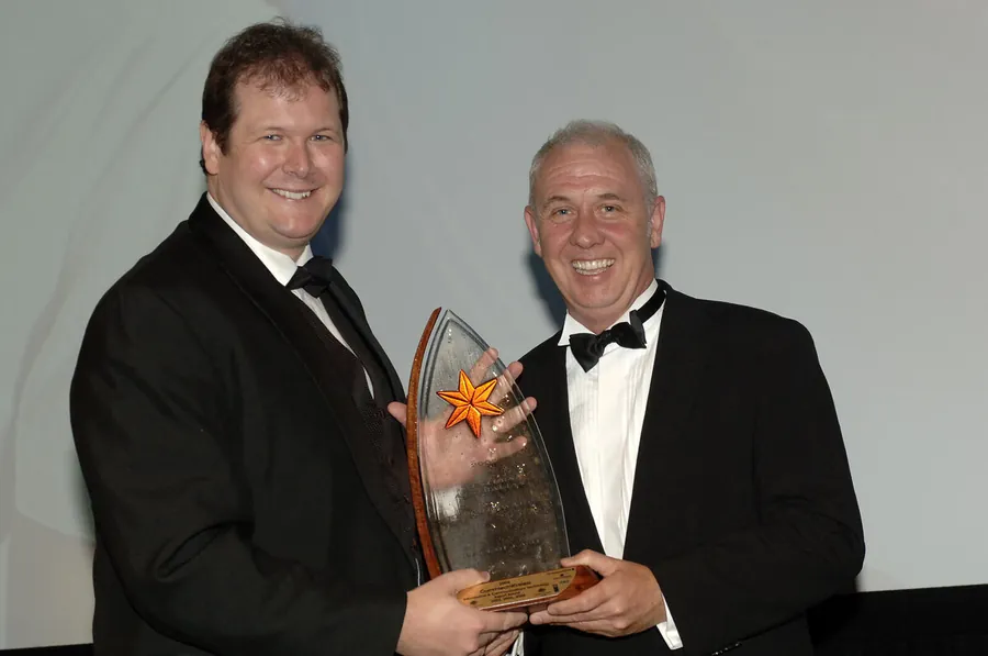 Nathan Buzza with the Export Award trophy, 2006.